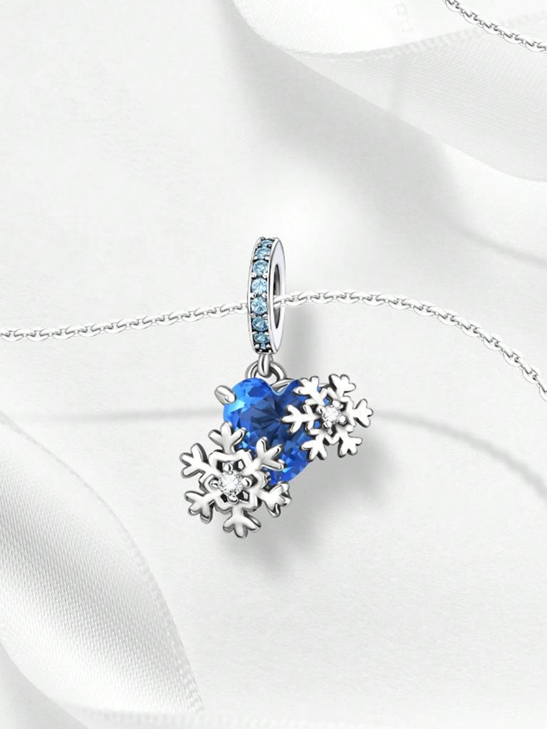 Copper Colors Winter Blue Snowflakesnow House Beads Charm Pendant For Original Bracelet For Women Diy Jewelry Love Gift