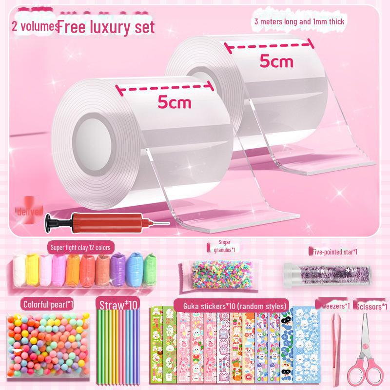 Nano Glue DIY Bubble Blowing Kit with Strong Sticky Double-Sided Tape and Decompression Toy