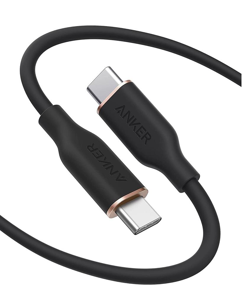 Anker PowerLine III Flow Anker with Cable USB PD Silicone Compatible with iPhone Galaxy iPad MacBook and More Midnight USB-C & USB-C Cable,