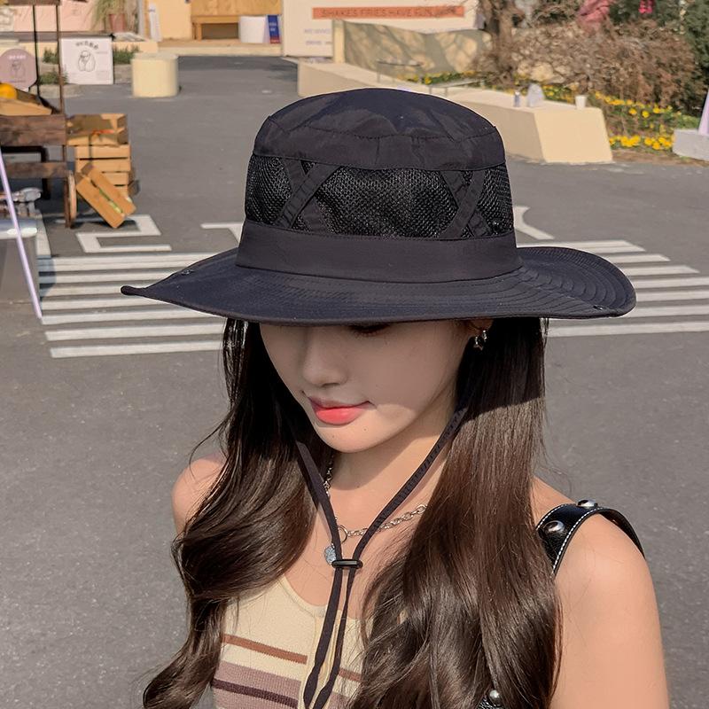 9245 Summer Big Brim Sunscreen Sun Hat Breathable Versatile Sunshade Bucket Hat Spring and Autumn Outdoor Mountaineering Hat Women