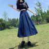 Women's High-Waist A-Line Denim Midi Skirt - Big Swing, New Spring/Summer