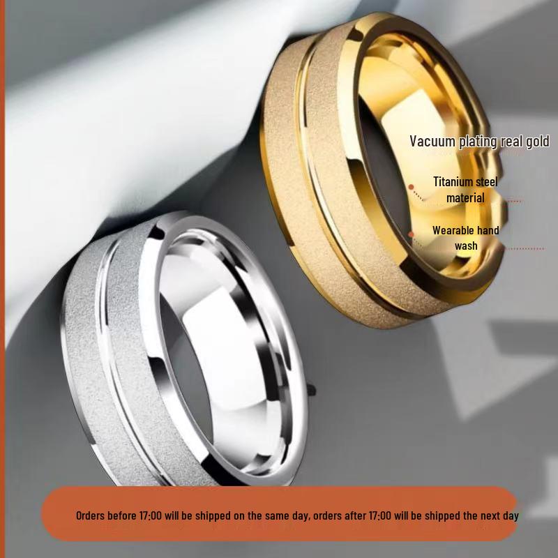 Men's Hip-Hop Titanium Steel Pinky Ring - Trendy Brushed Stainless Steel Jewelry