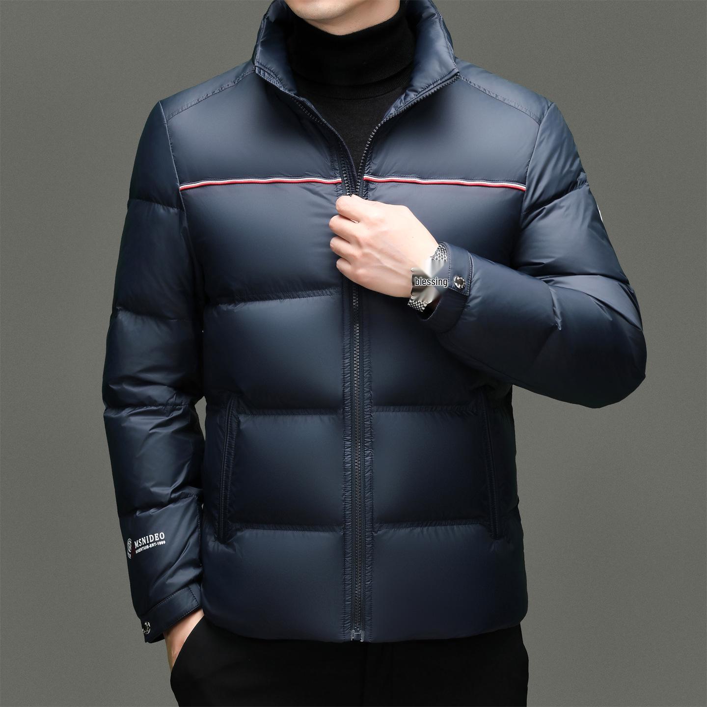 

Men s Winter Stand Collar Slim-Fit Down Jacket - Fashionable, Casual, Thick Outerwear for All Ages M