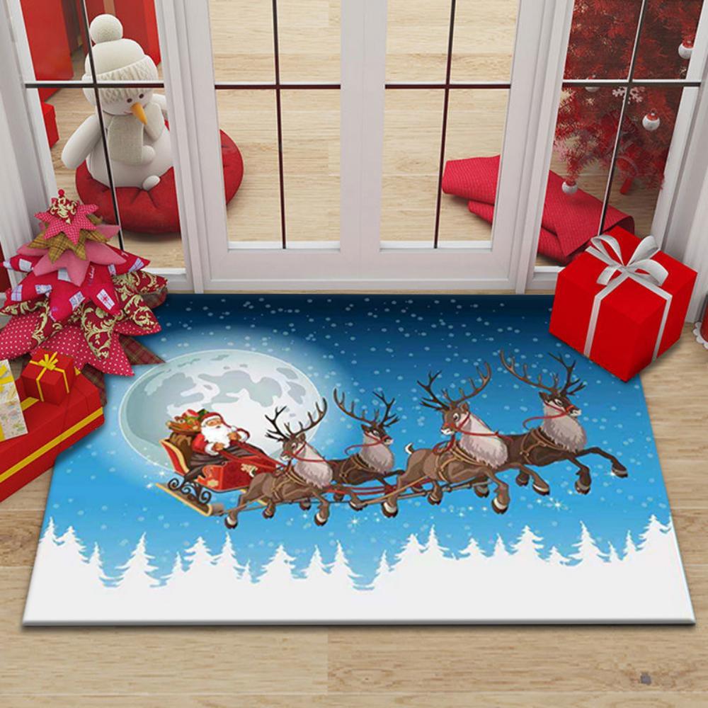 Merry Santa Holiday Design Doormat Durable Foot Mat for Festive Home Decor Hall Kitchen Living Room Bedroom Entry Mat