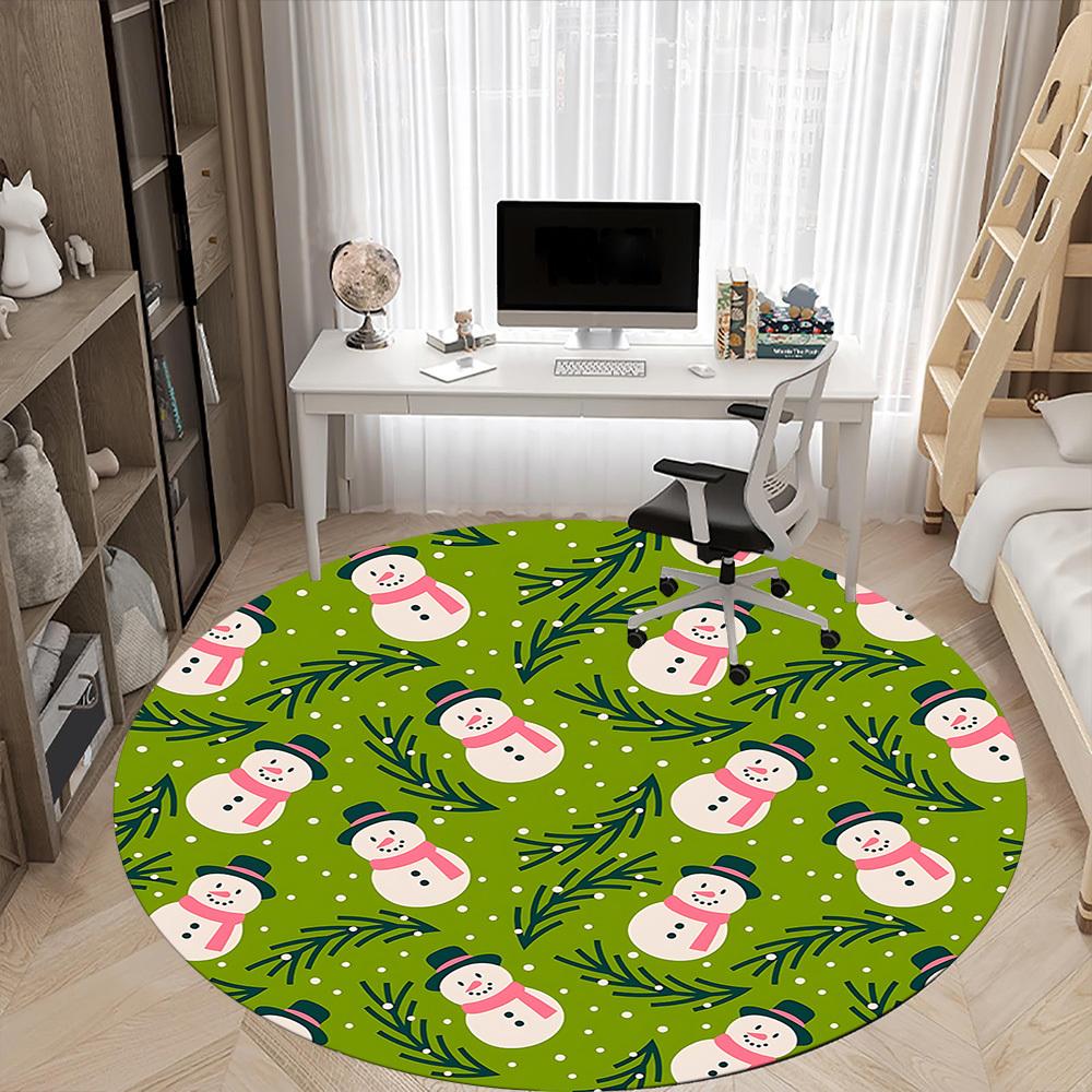 1pc Winter Wonderland Office Round Rug, Carpet for Office, Gaming, Lightweight Round Floor Mat yy260205079