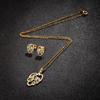 Korean Style Stainless Steel Palm Leaf Pendant & Earrings Set