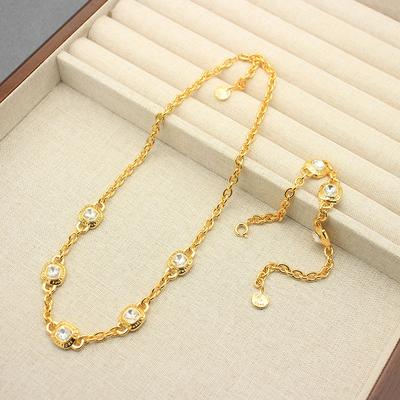 Designschmuck Damen High-End Halskettenzubehör Damen Mk Kupferplattiert Echtgold Schlüsselbeinkette Armband Set