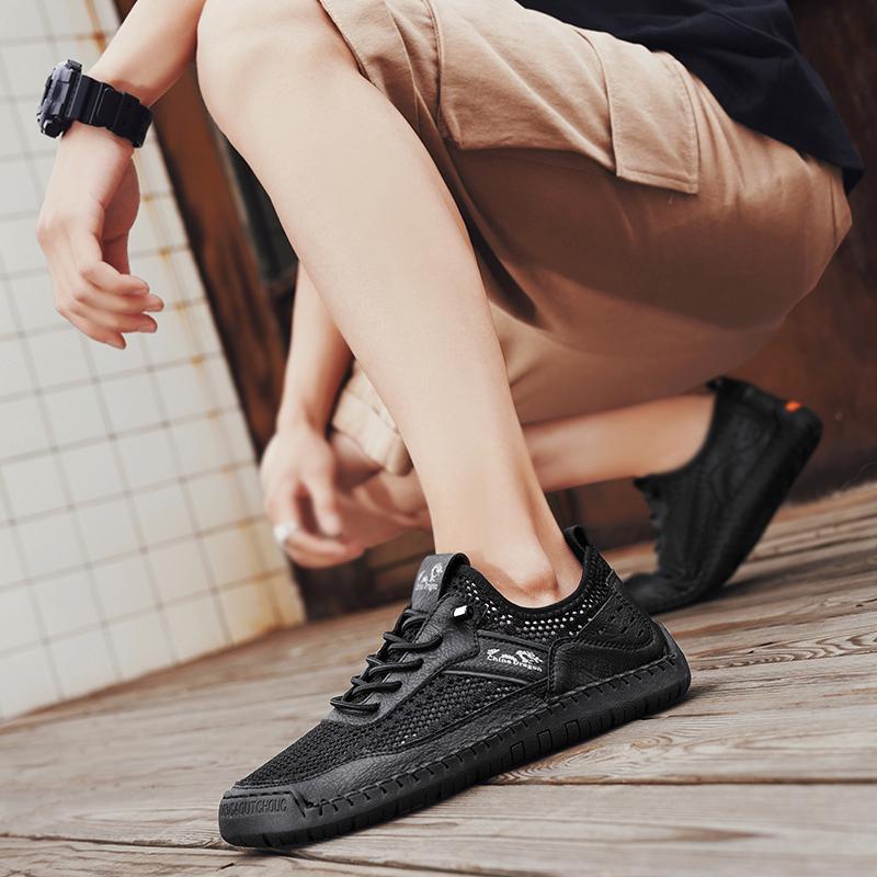 LETCOMFIT Summer Men's Mesh Shoes Fashion Soft Male Sport Sandals Outdoor Breathable Anti Slip Travel Hiking Sandals Size 46