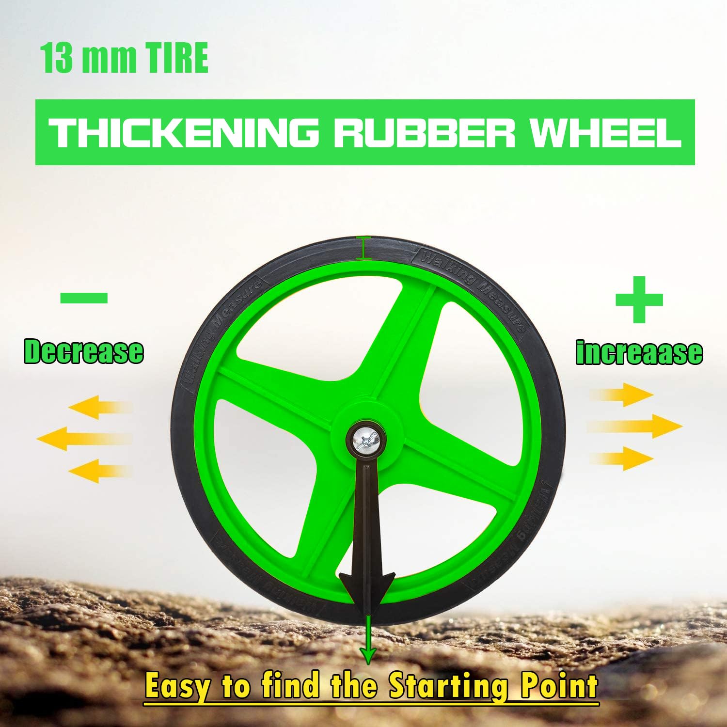 Измерительное колесо Zozen, Зеленое 6-дюймовое измерительное колесо, Измерение расстояния в футах и дюймах, Катящееся измерение [До 10 000 футов],