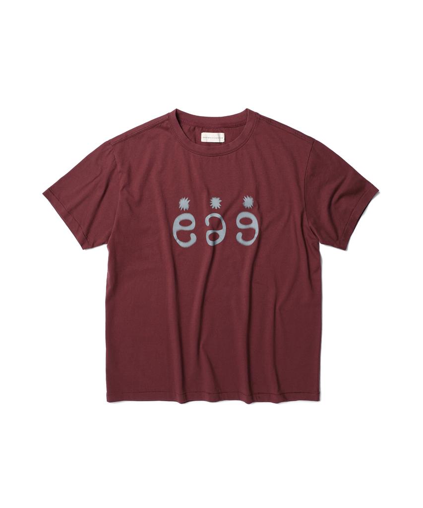 Iseuteuseobiseusyab Eee Logo Short Sleeve T-Shirt - Deep Burgundy
