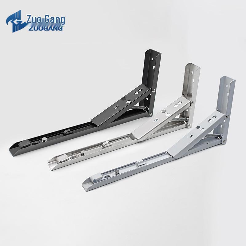 Stainless Steel Folding Triangle Bracket Wall Shelf Spring Rack F-Type Support.