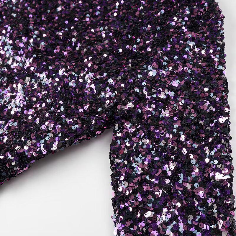 European & American Autumn Long Sleeve Sequin Bodycon Little Black Dress