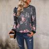 YYFS Jerséis y mangas largas con cuello redondo y manga larga para primavera y otoño con estampado de flores informales a la moda para mujer