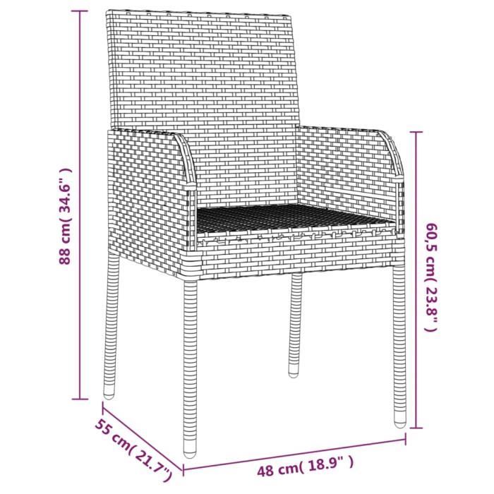 VidaXL Mobilier à dîner de jardin et coussins 7 pcs gris rotin 3185008