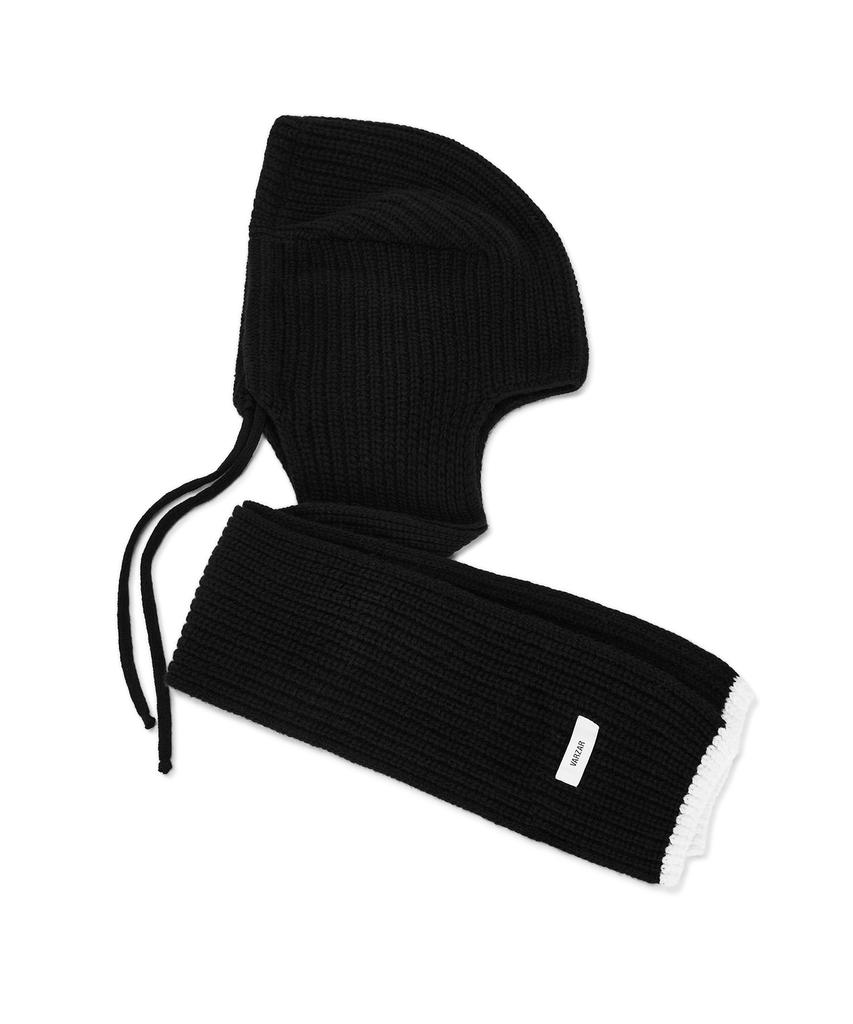 Bajal Logo Label Hooded Muffler Black