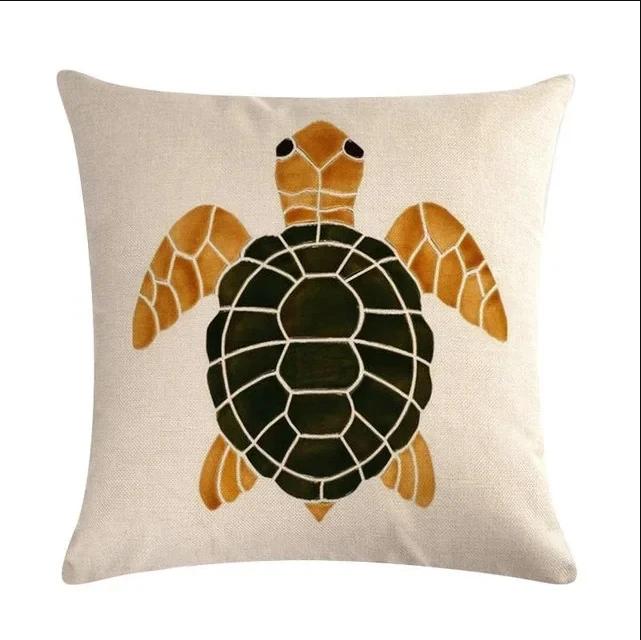 Ocean Breeze Turtle Pattern Double-sided Printed Pillow Cover Short Plush Suitable Living Rooms Bedrooms Throw Cushion Cover