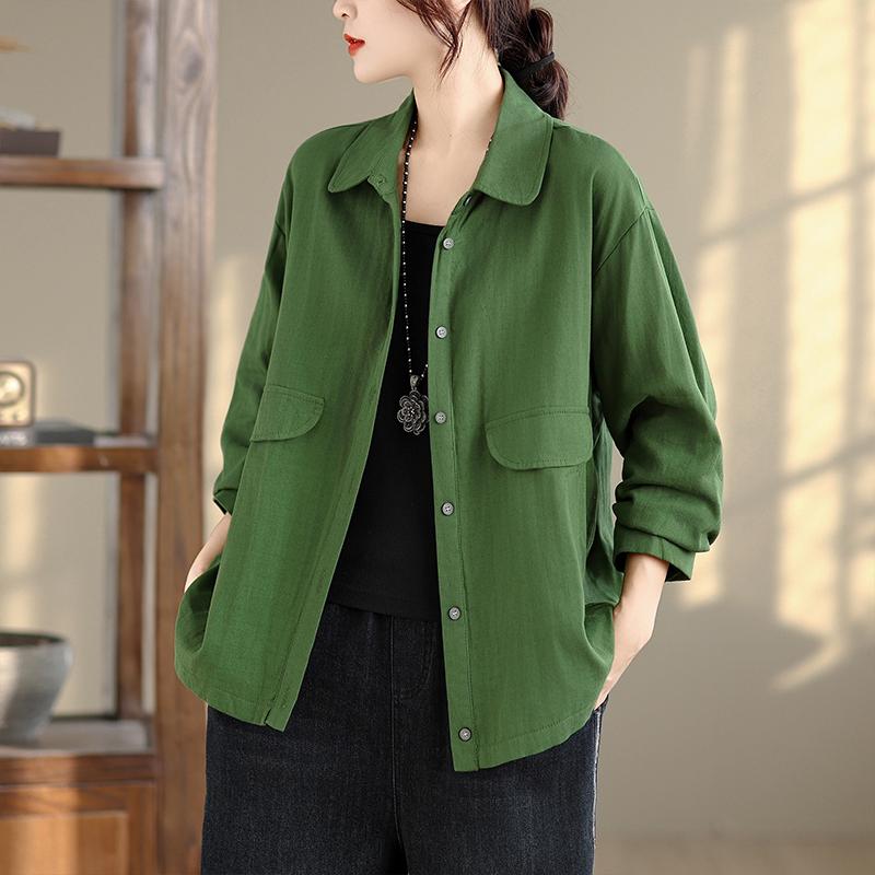 DIMANAF 2025 Autumn Plus Size Blouse Shirt Women Long Sleeve Loose Casual Lady Tops Cotton Buttons