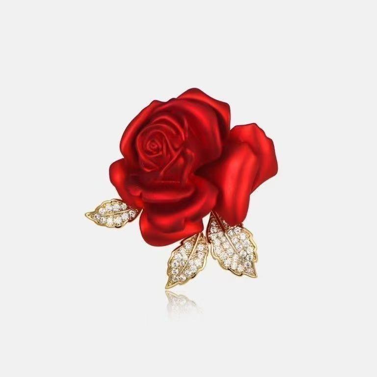 

Elegant Rose Brooch for Women s Cardigans - Fashionable Red Pin Jewelry