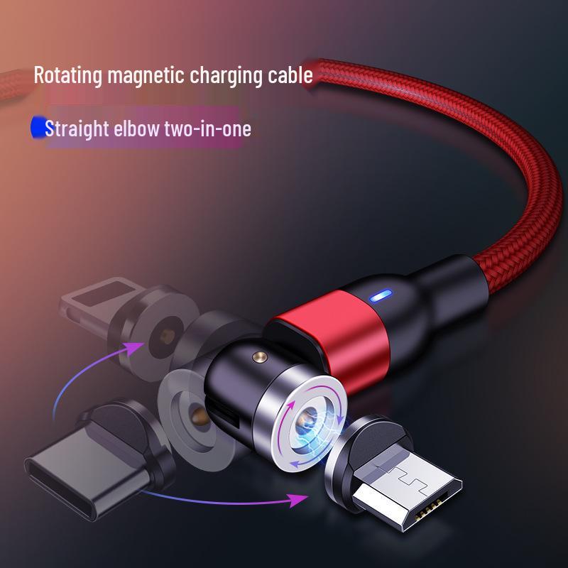 540° Rotating Magnetic Fast Charge Cable, 3-in-1 Blind Suction Design, Bendable for Mobile Gaming