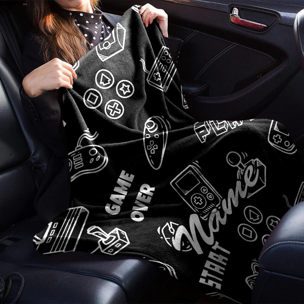 Custom Name Game Controller Theme Printed Blanket - Perfect for Couch, Bed, Travel & Outdoor Use | Machine Washable, Cozy & Durable.