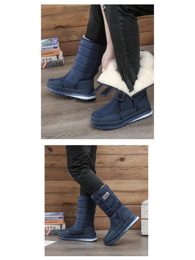 Men's Winter Waterproof Non-Slip High Top Snow Boots with Thick Velvet Lining