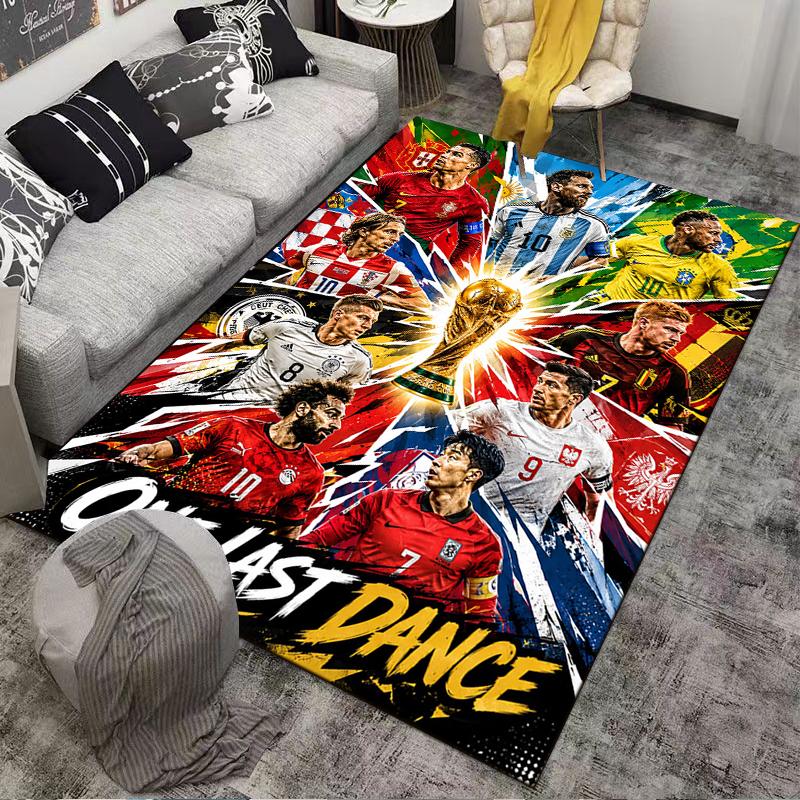 "Soccer Stars Carpet Set with Trophy" Carpet Set (1 Duvet Cover, 2 Pillowcases, Duvet Not Included)