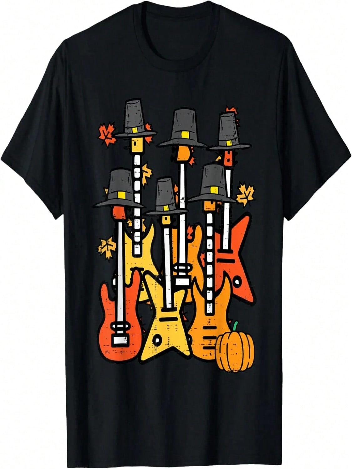 Thanksgiving Guitars Fall Rock Music Riocker Men Boys Kids T-Shirt S разноцветный