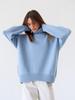Autumn/Winter 2024 Solid Color High-Neck Casual Loose Knit Sweater