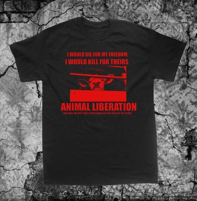 Vegetarian Vegan T Shirt Crust Punk Anarcho Meat Is Murder Animal Liberation Front ALF Animal Welfare  Plus Size Tops