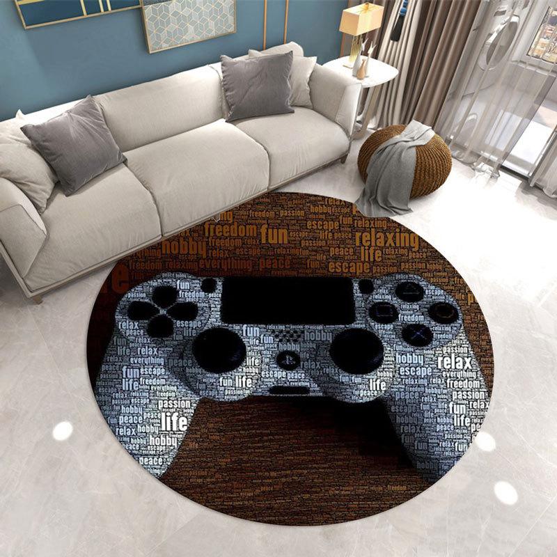 Gamer Living Room Area Rug Round Boys Bedroom Carpet Chair Mat Anit-Slip  Game Console Bathroom Floor Rug Doormat Entrance