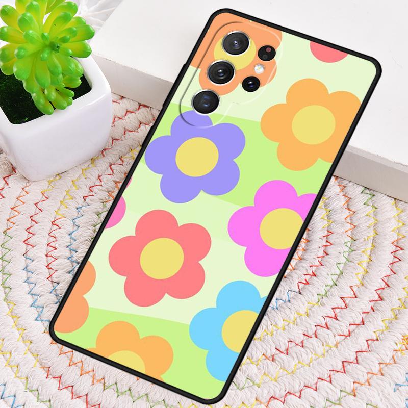 Groovy Flowers Hippie Bohemian Silikon Handyhülle Für Samsung Galaxy note 10 pro S26 S24 S23 S22 S21 Plus S25Ultra Capa Cover