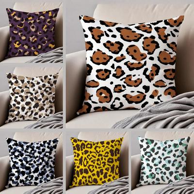 Trendy Fashion Art Leopard Print Texture Cushion Cover Throw Pillow Cover Hidden Button Durable Polyester Chair Cushion