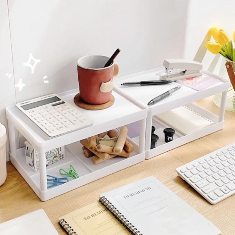 Multifunctional Desktop Cosmetic Storage Rack Office Storage Box Organizer Stationery Sorting Rack Double-layer Storage Rack
