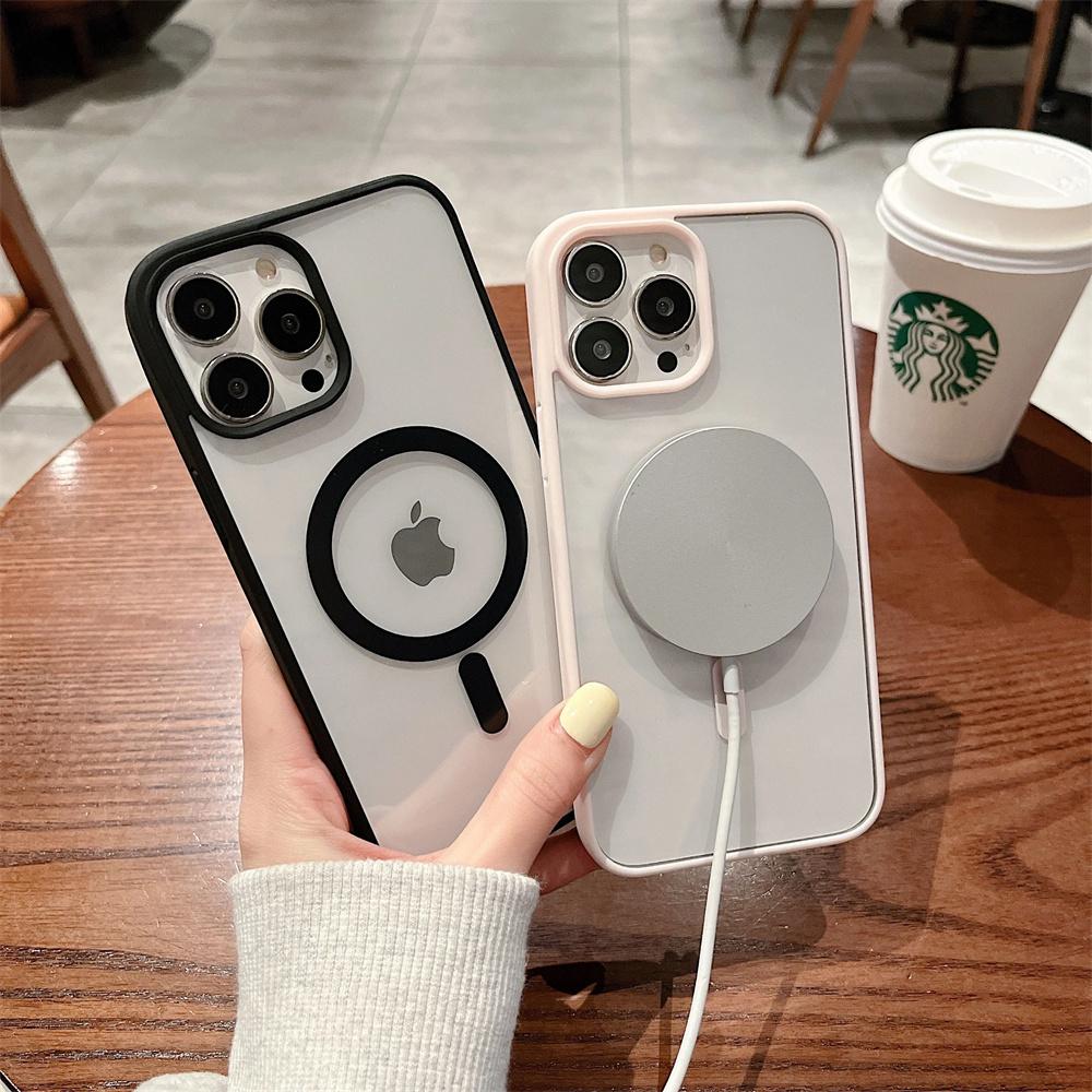 For Iphone 16 15 14 Pro Max Plus 13 12 Mini 11 XS XR 7 8 Magnetic Wireless Charge Cases Cover Luxury Magsafe Transparent Case For