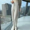 Lekasha Women's Striped Cashmere Mink Fur Leggings, Skinny and Warm, Perfect for Autumn/Winter Inner or Outer Wear.