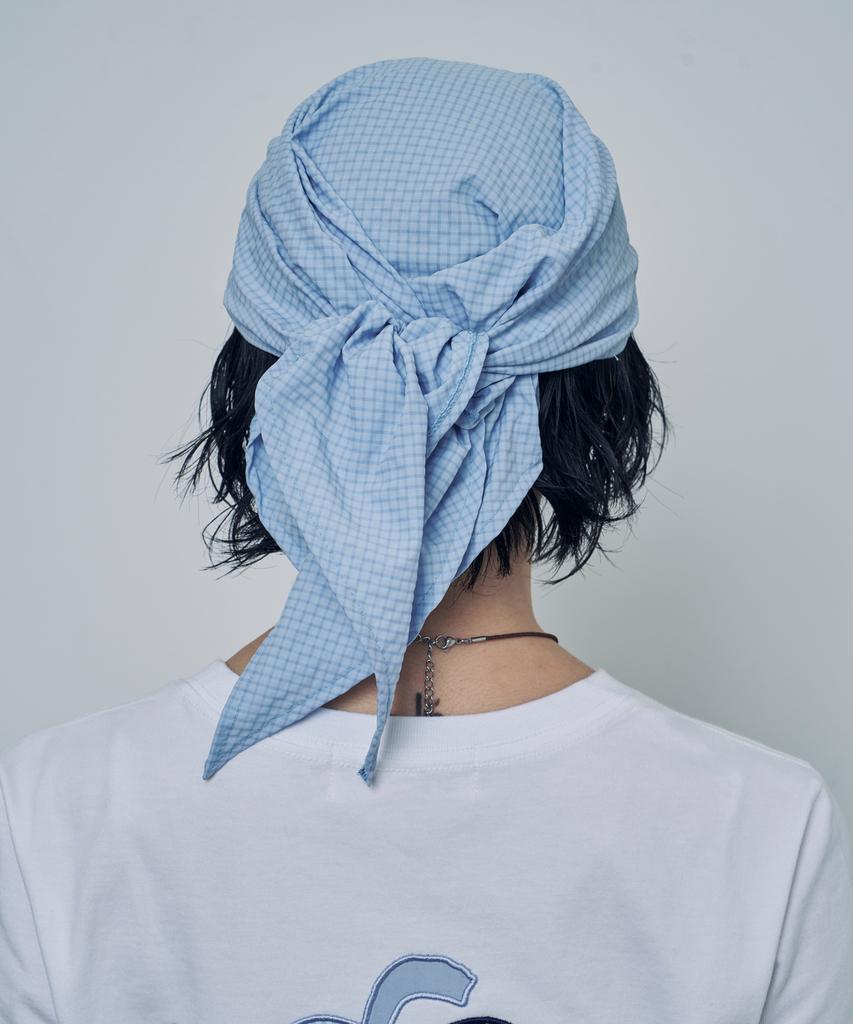Lujeoseukeulleob Seersucker Scarf Bandana Cap Sky Blue