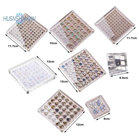 Acrylic Nail Rhinestone Box Grid Easy Access Clear Storage Tool Organizer Eco-friendly Rhinestone Box