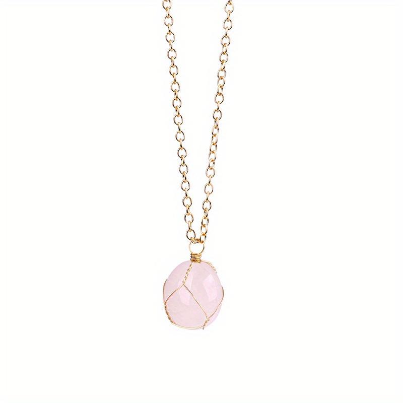 Natural Raw Stone Crystal Quartz Pendant Necklace for Women Irregular Crystal Wrapped Gold Wire Chakra Gemstone Wrap Jewelry 1pc