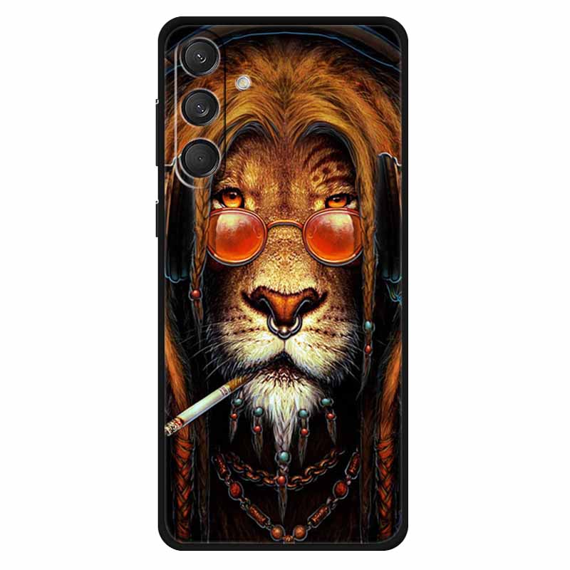 For Samsung M55 5G Case Soft Silicone Lovely Cat Fashion Phone Cover For Samsung Galaxy M55 Cases Bumper on for GalaxyM55 Lion