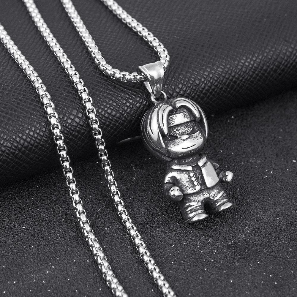 Direct Batch, Trendy Titanium Steel Necklace, Personalized Versatile Hip-Hop Cartoon Character Titanium Steel Pendant