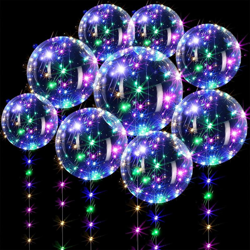 10Pcs Led Luminous Bobo Balloons with Light String Clear Balloon Festival Decor Birthday Wedding Party Supplies Baby Shower