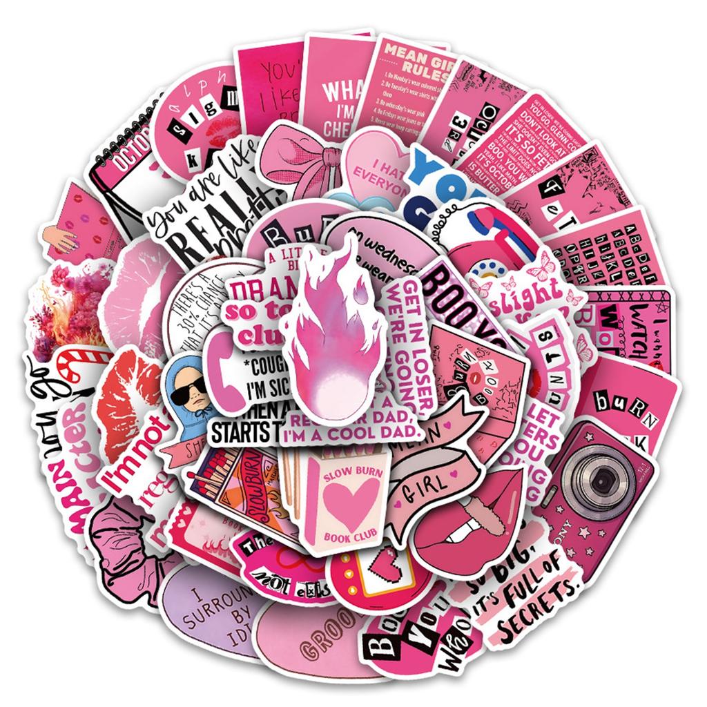 50 Sheets Red Lips Stickers Children Cute AestheticWaterproof StickersGraffiti Laptop Suitcase Guitar Decoration