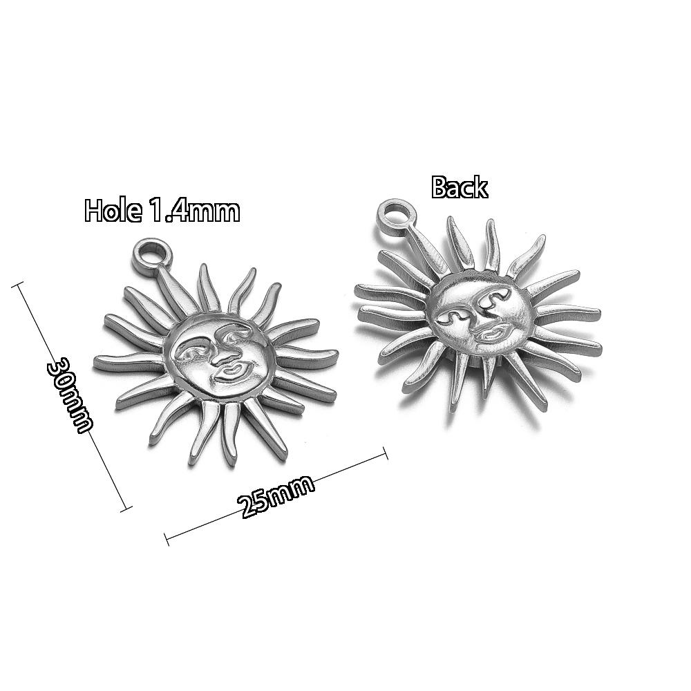 5Pcs Stainles Steel Face Sun Flower Gold Charms for DIY Hiphop Necklace Pendants Supplies Jewelry Findings Women Earrings Making