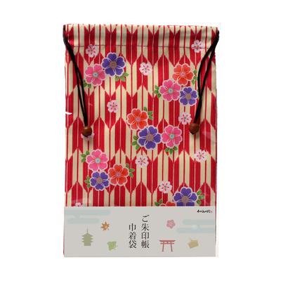 Taniguchi Shoudo Wagami Koji Goshuincho Drawstring Bag with Cherry (Yagasuri Blossoms)