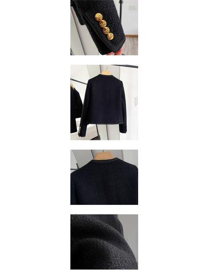 Women's 2025 Autumn/Winter Classic French Wool Tweed Little Black Jacket