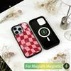 Solid color plaid Phone Case For iPhone17,16,15,14,13,12,11 Plus,Pro Magnetic For Magsafe Wireless Charging