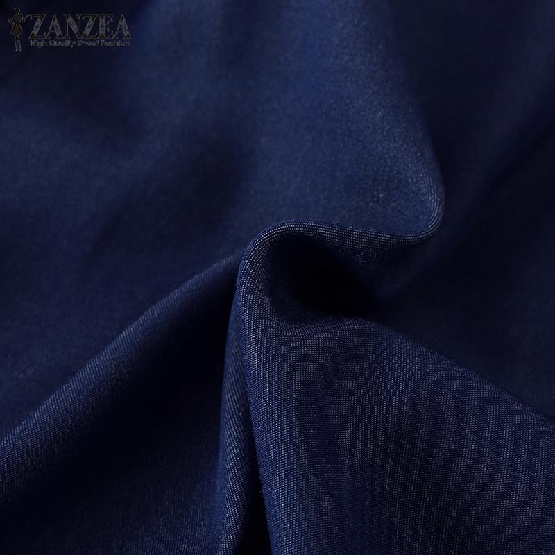 ZANZEA Women Casual Solid Color Round Neck Long Sleeve Blouses