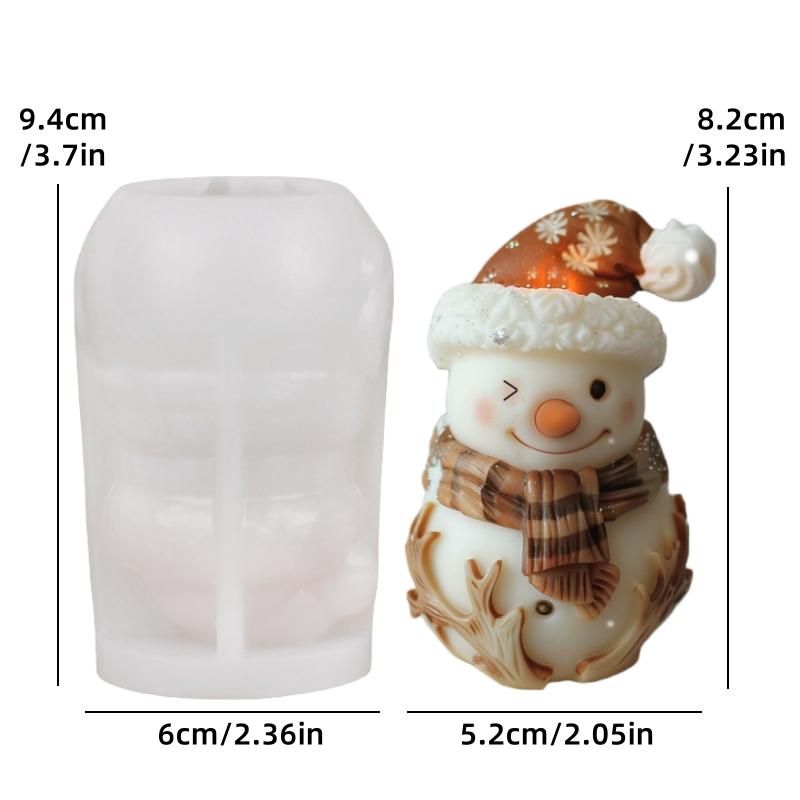 Scarf Snowman Candle Silicone Mold Cute Antlers Snowman Resin Silicone Mould Christmas Decor Hat Snowman Cake Chocolate Molds