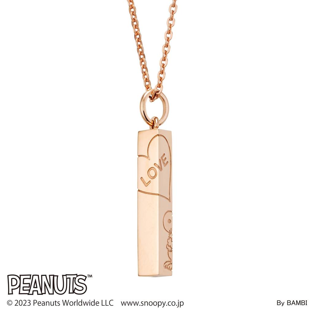 Snoopy PEANUTS Halskette aus chirurgischem Edelstahl, rosa, PNST002GO [Weißklee]