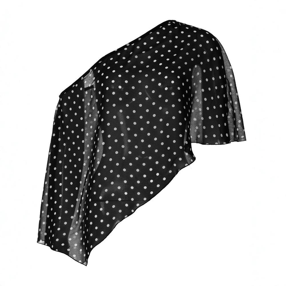 

Cloak Off Shoulder Blouse Polka Dot Mesh Shawl Bohemian Sunscreen Cover-up Outdoor S